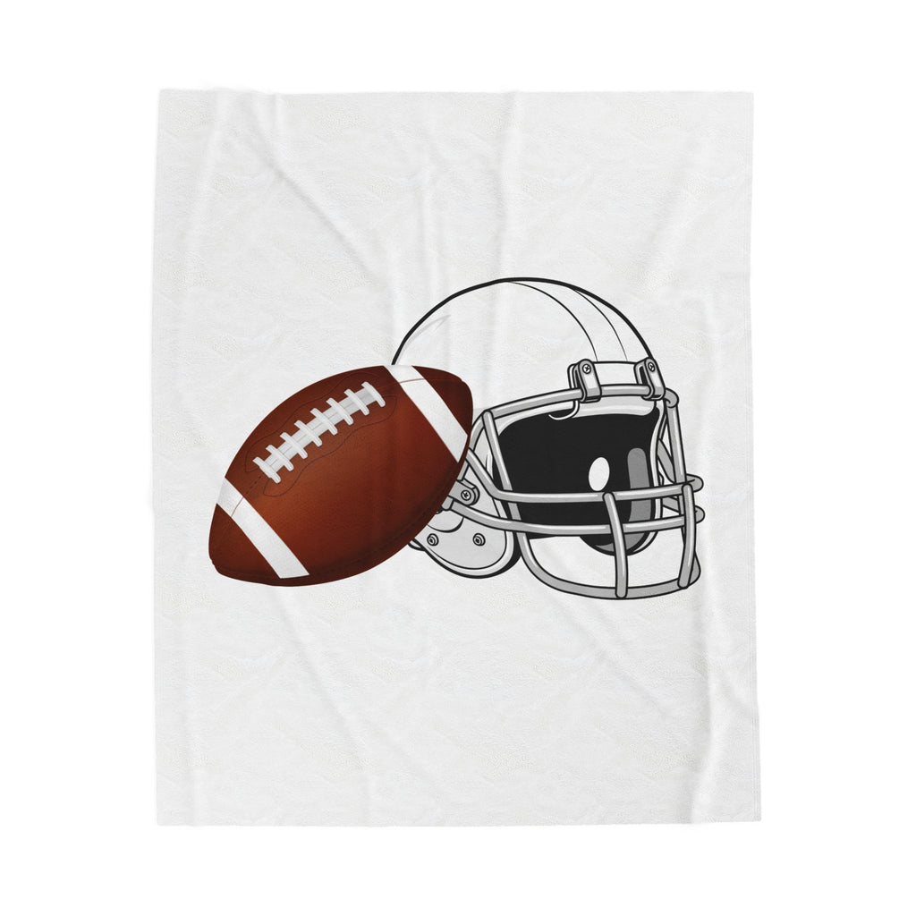 Football Helmet & Ball Velveteen Plush Blanket – Soft Game Day Throw for Fans