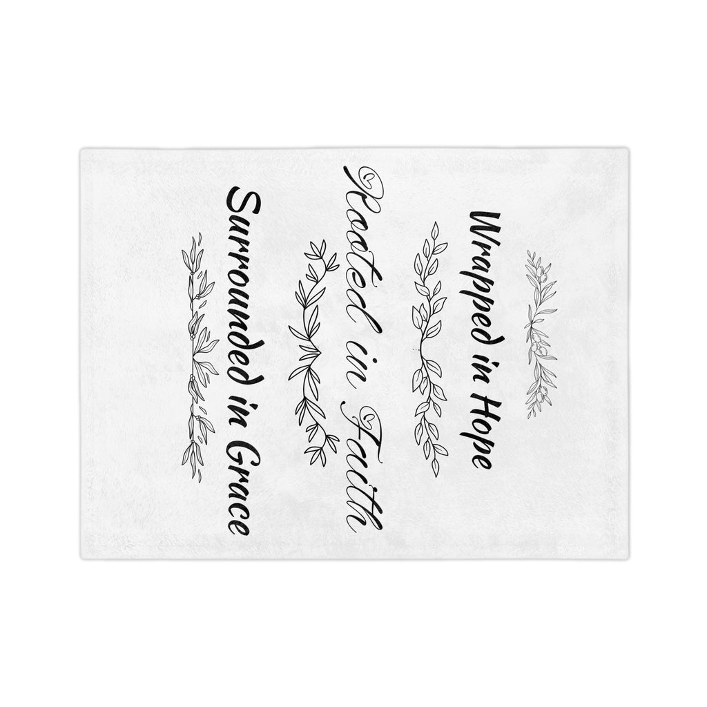 Inspirational Faith Blanket — "Wrapped in Hope, Rooted in Faith, Surrounded in Grace" Velveteen Throw
